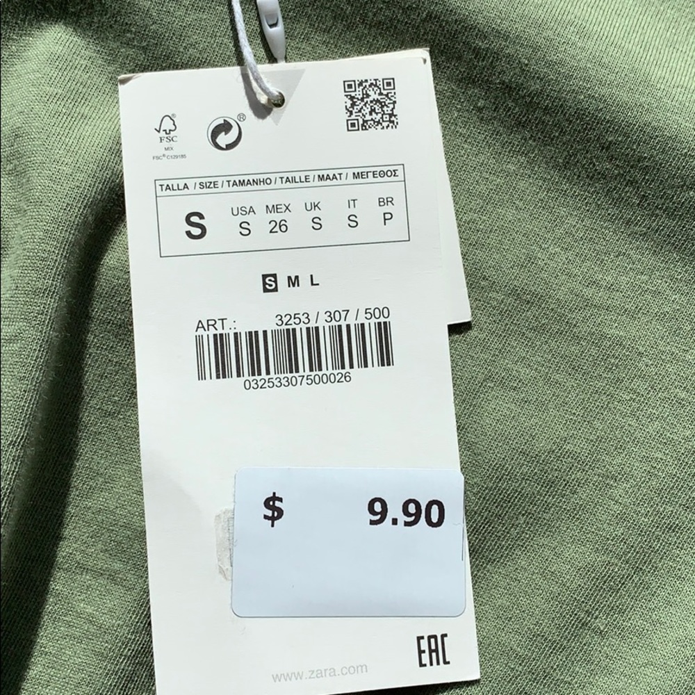 zara green t-shirt